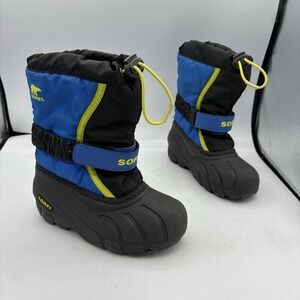Sorel Boots Toddler Little Boy Size 12 Flurry Winter Snow Black Blue